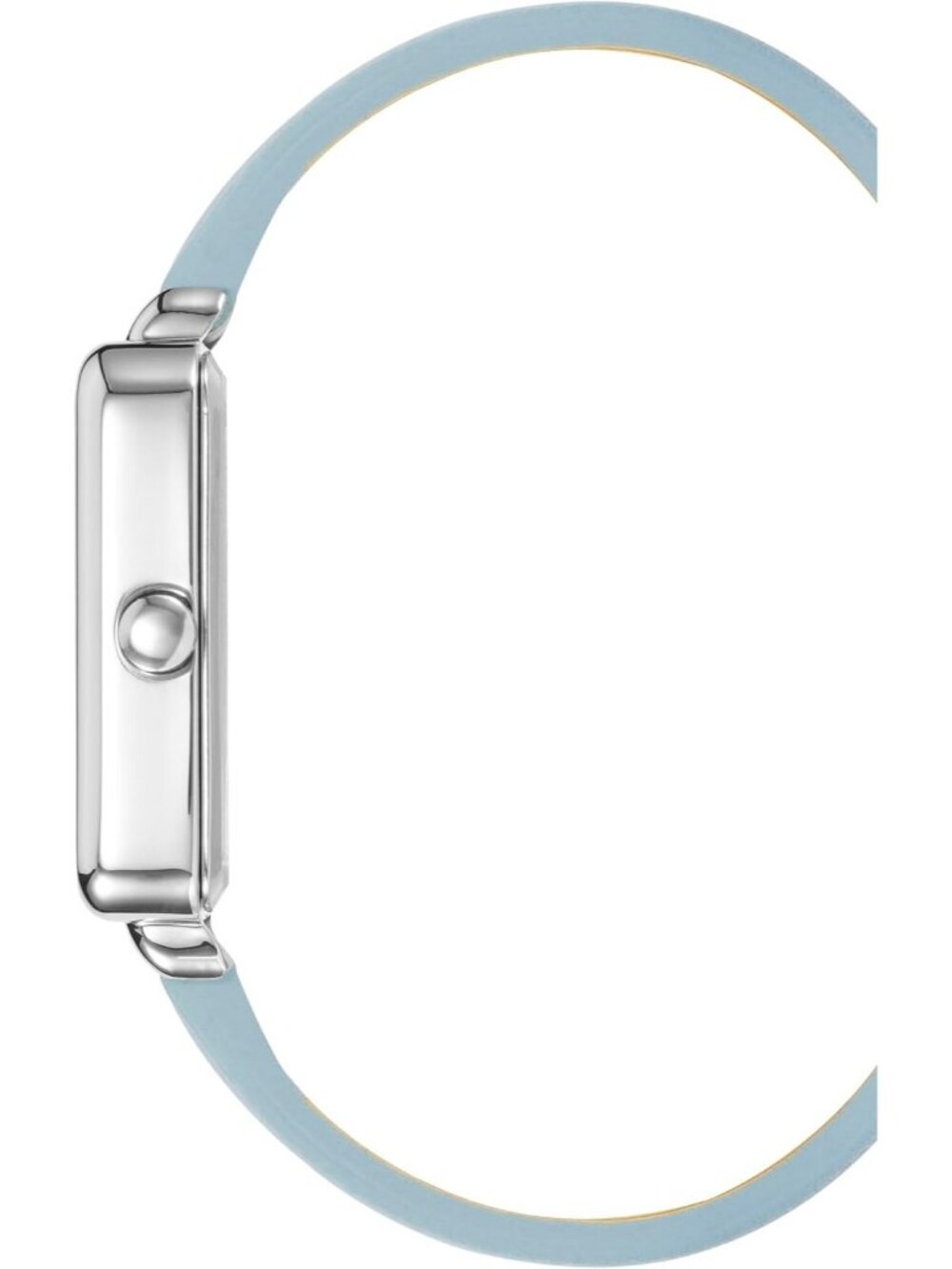 Nine West Women's Light Blue Silver Analog Solid Faux Leather Strap Square Watch - Picture 2 of 6